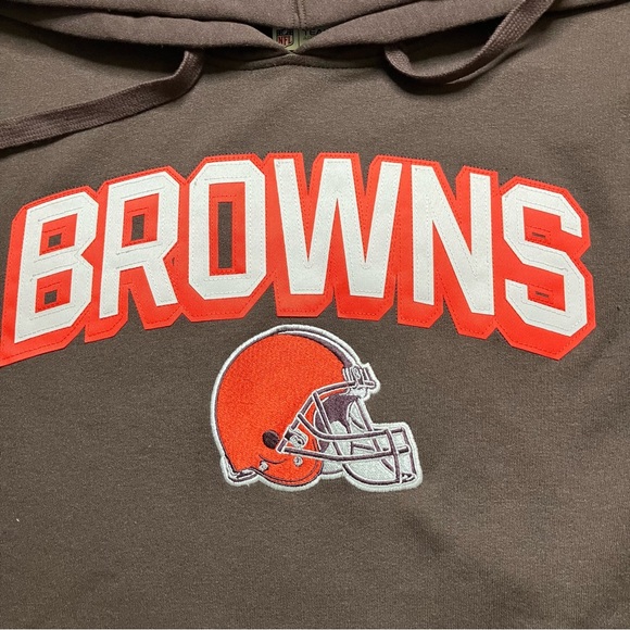Cleveland Browns Embroidered NFL Team Apparel Hoodie Mens Size L Brown NWT - Picture 2 of 4